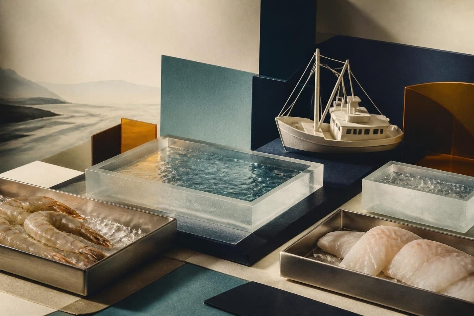 Minh họa biên tập AI về hoạt động chính của Thủy sản Việt Nam (Seaprodex) (Sản xuất thực phẩm); không phải ảnh doanh nghiệp, nhà máy hay sự kiện có thật.